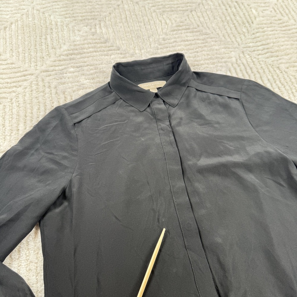 Banana Republic Silk Tunic Blouse Womens XS Black Office Career Work Top Capsule - Picture 7 of 13